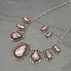 Western Style Stone Necklace and Earring Set